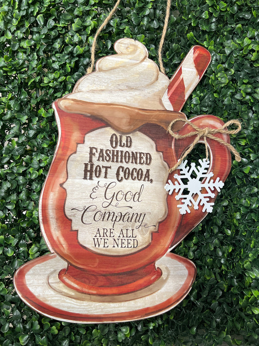 Metal Hot Cocoa Shaped Sign