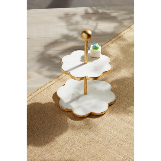 Mud Pie Gold Edge Scallop Tiered Server