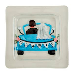 Mud Pie Glass Mr & Mrs Plate