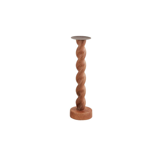 Mud Pie Small Twisted Wood Candlestick