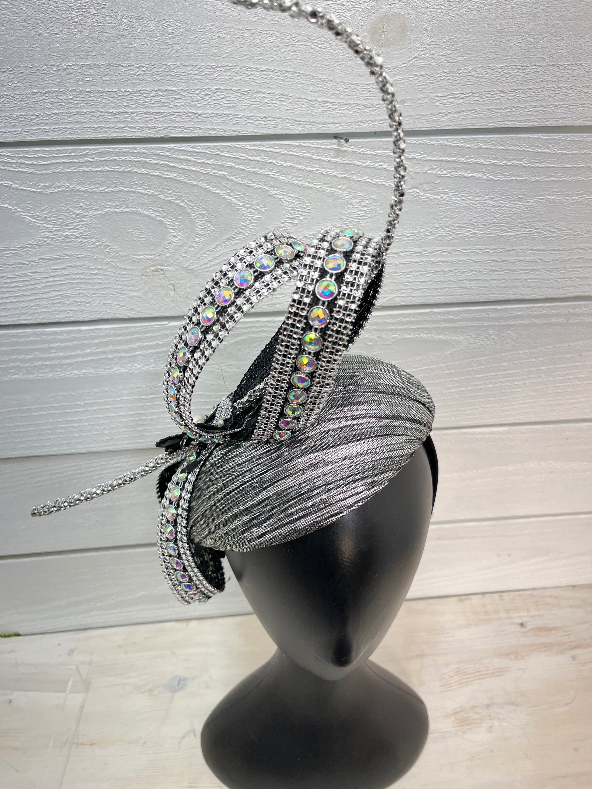 Gunmetal & Rhinestone Derby Fascinator