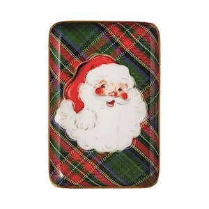 Mud Pie Santa Tartan Tidbit Tray