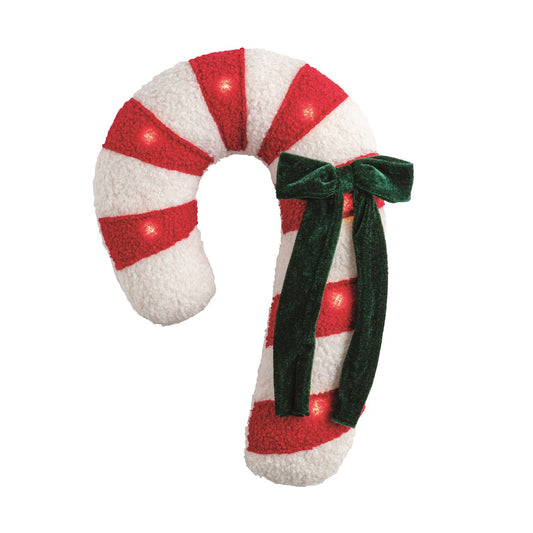 Mud Pie Candy Cane Sherpa Light-Up Pillow