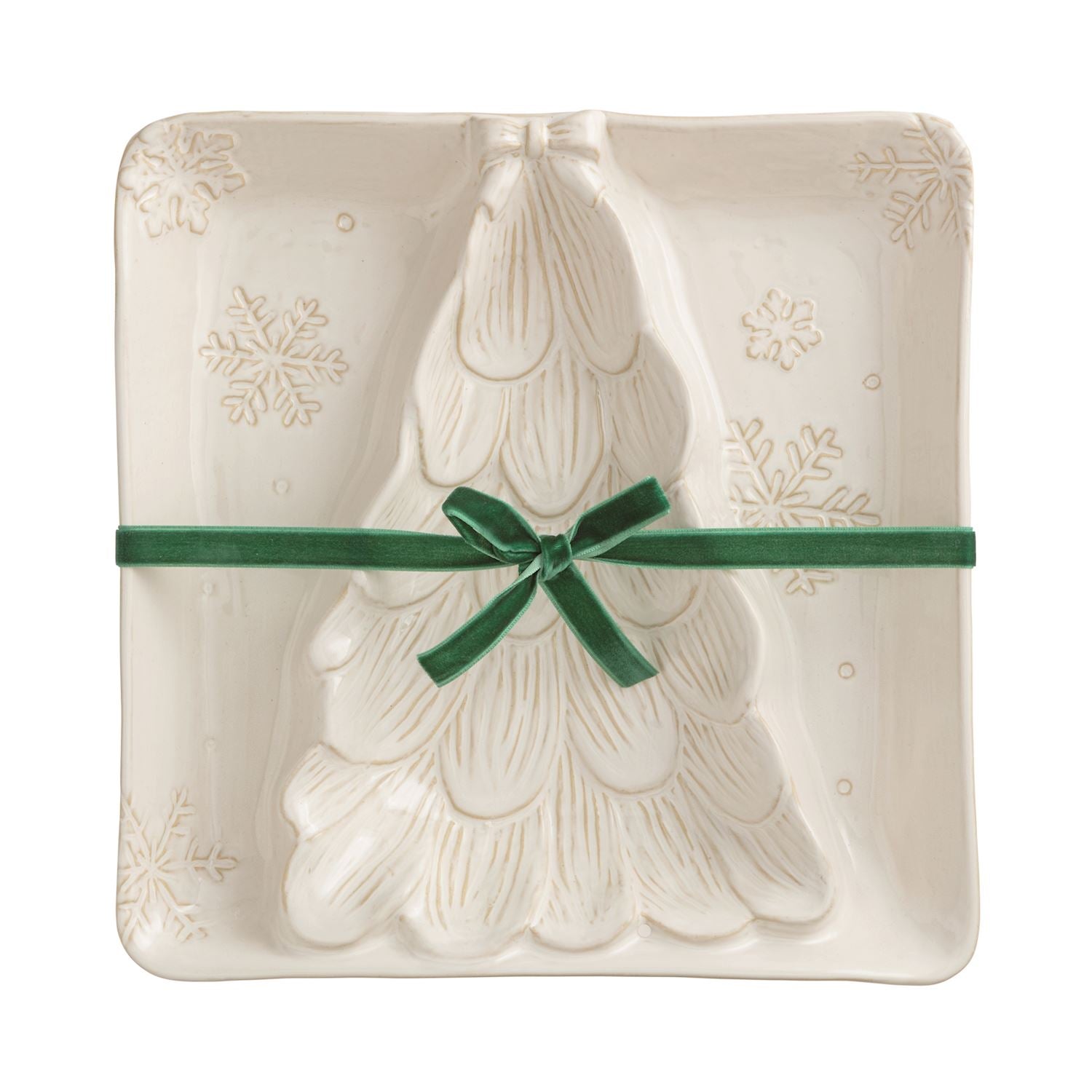 Mud Pie White Christmas Tree Section Serving Plate