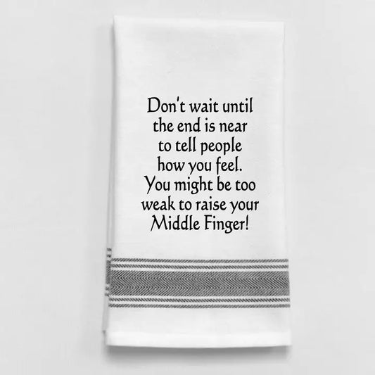 Wild Hare Don't Wait Tea Towel