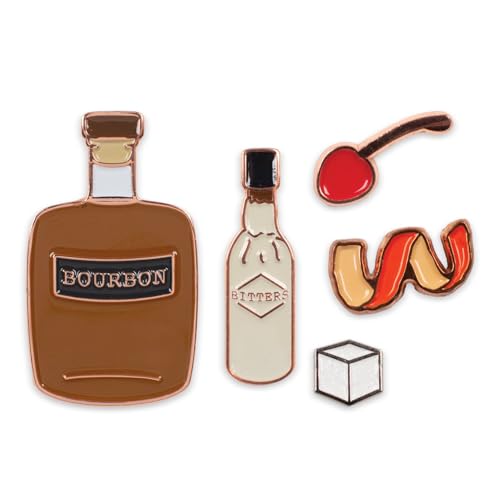 Old Fashioned Cocktail Enamel Pin Set