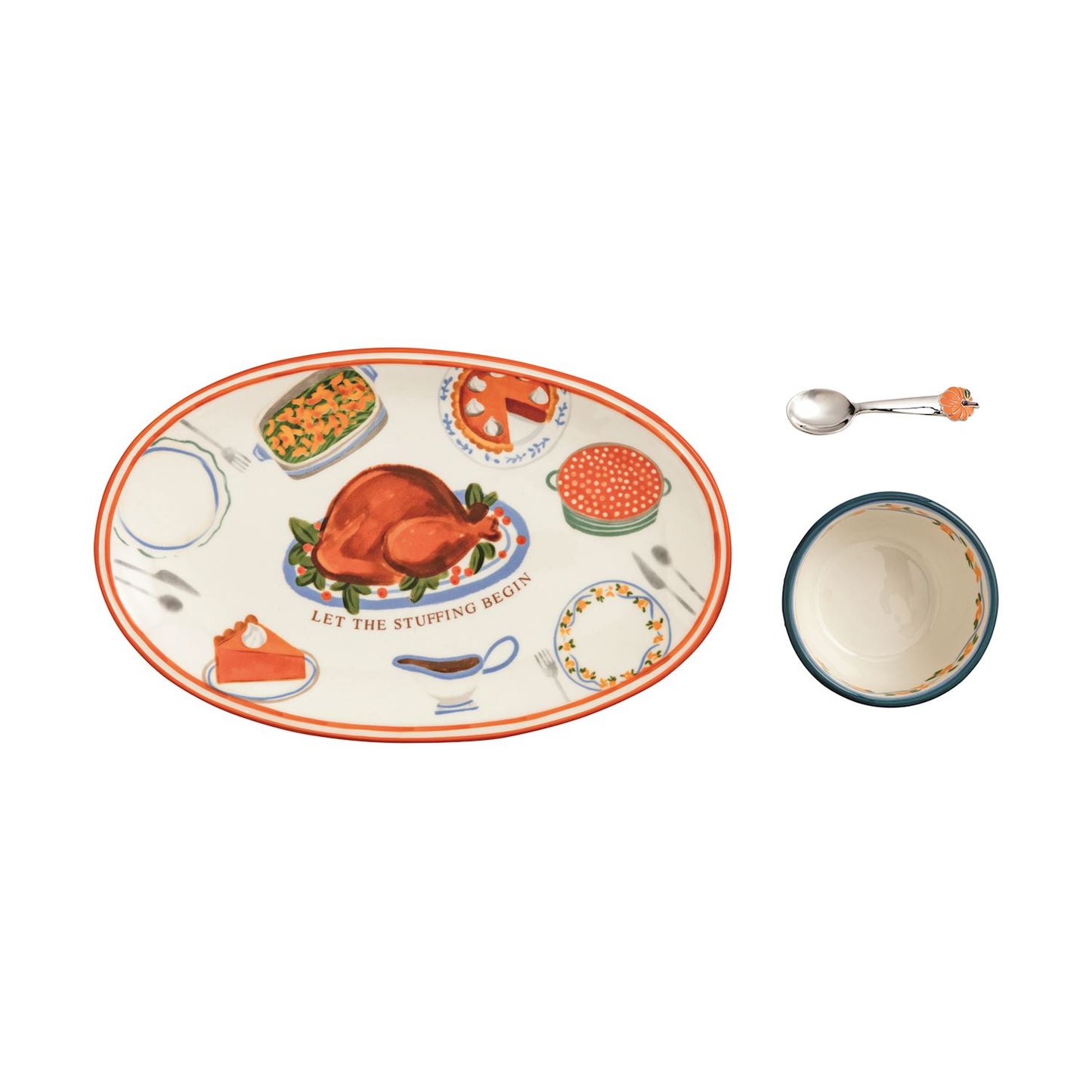 Mud Pie Turkey Dinner Tray & Dip Set