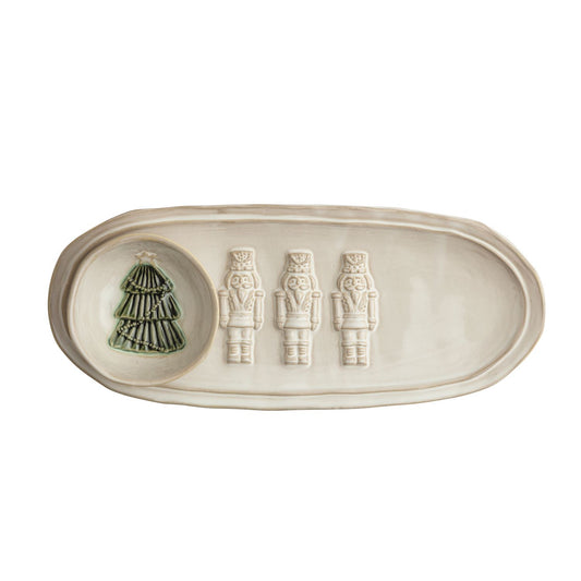 Mud Pie White Nutcracker Tidbit Tray