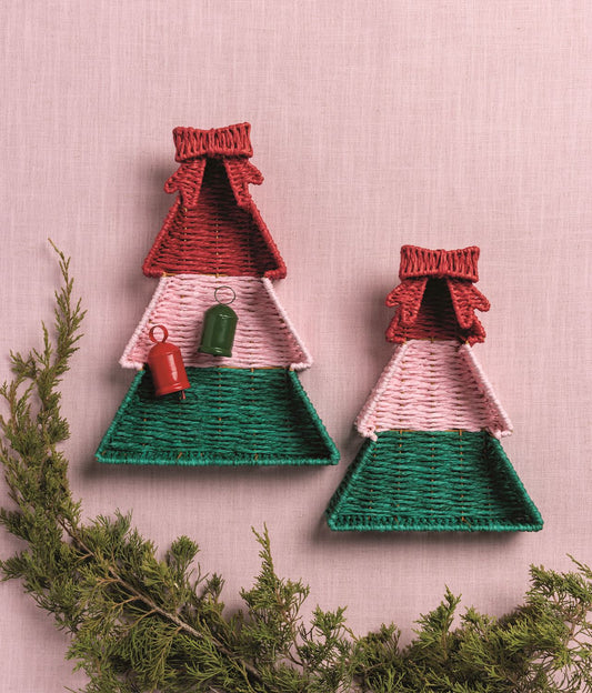 Mud Pie Nested Woven Christmas Tree Trays