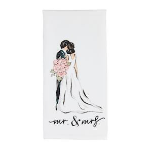 Mud Pie White Cotton Bridal Hand Towel