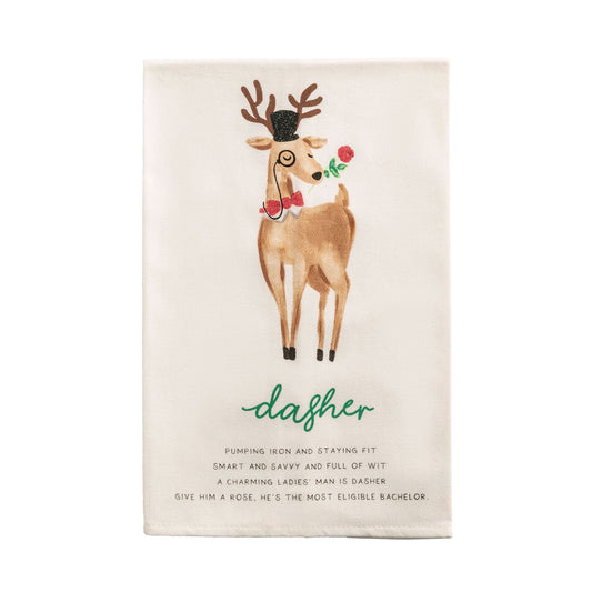 Mud Pie Reindeer Poem Tea Towel