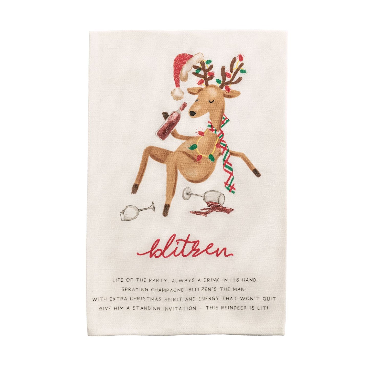 Mud Pie Reindeer Poem Tea Towel