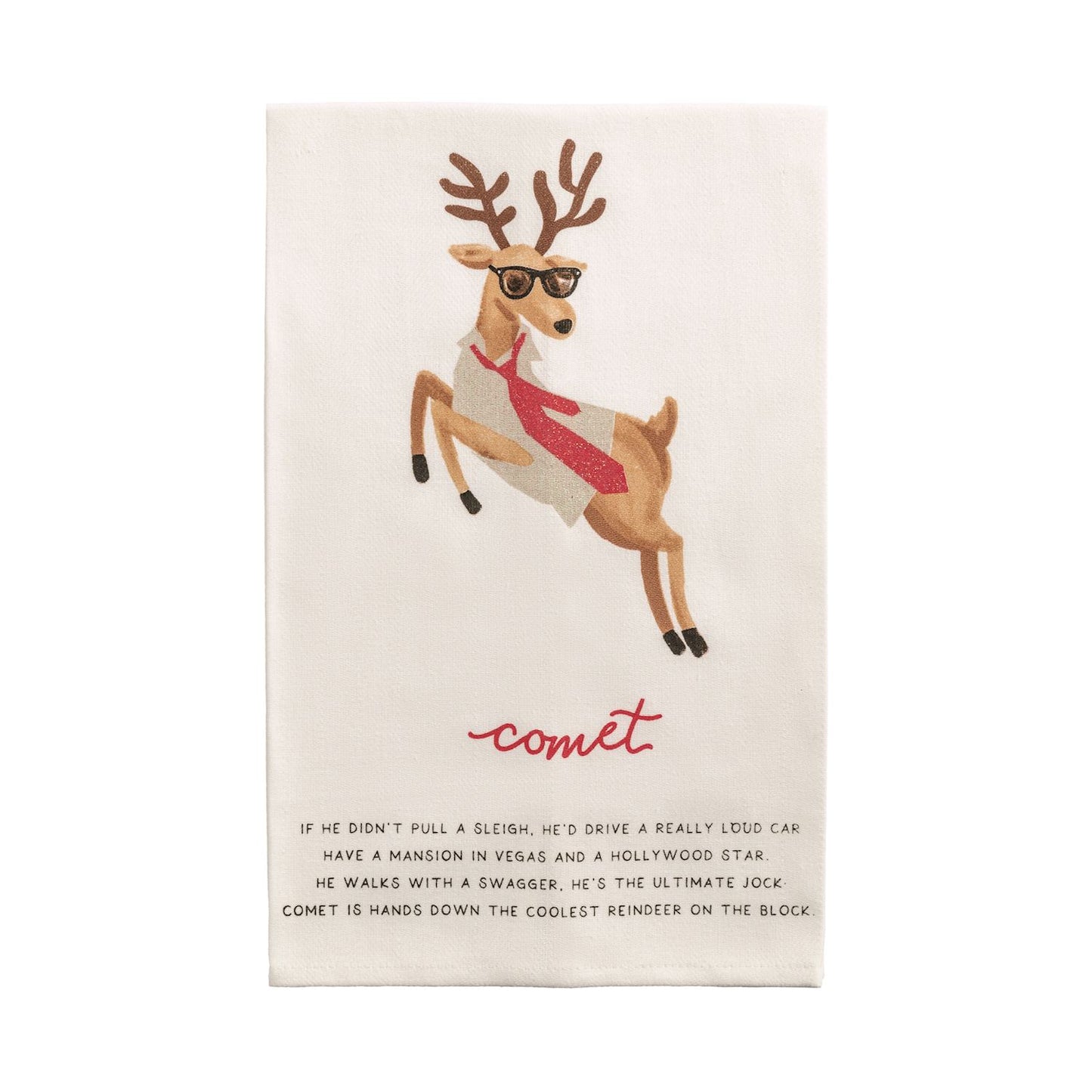 Mud Pie Reindeer Poem Tea Towel