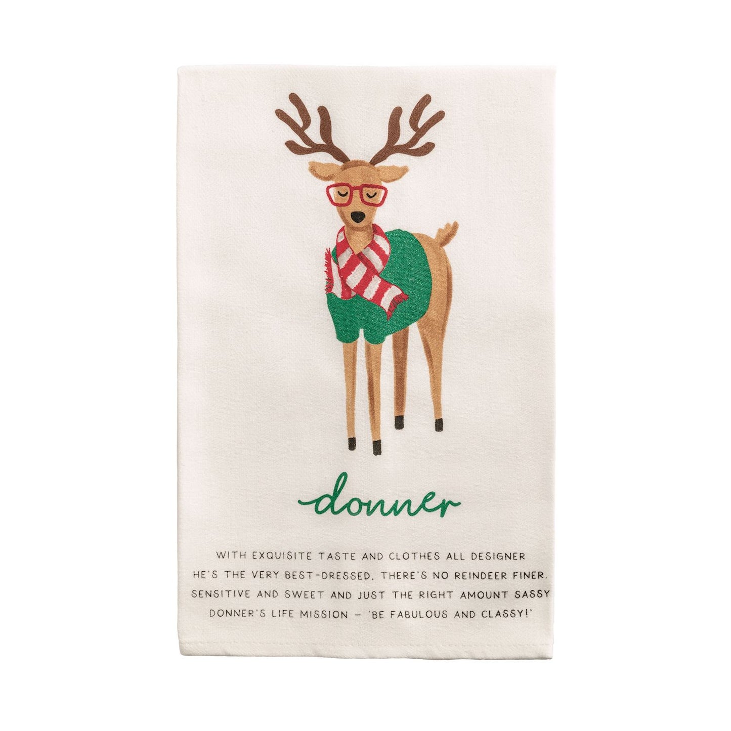 Mud Pie Reindeer Poem Tea Towel