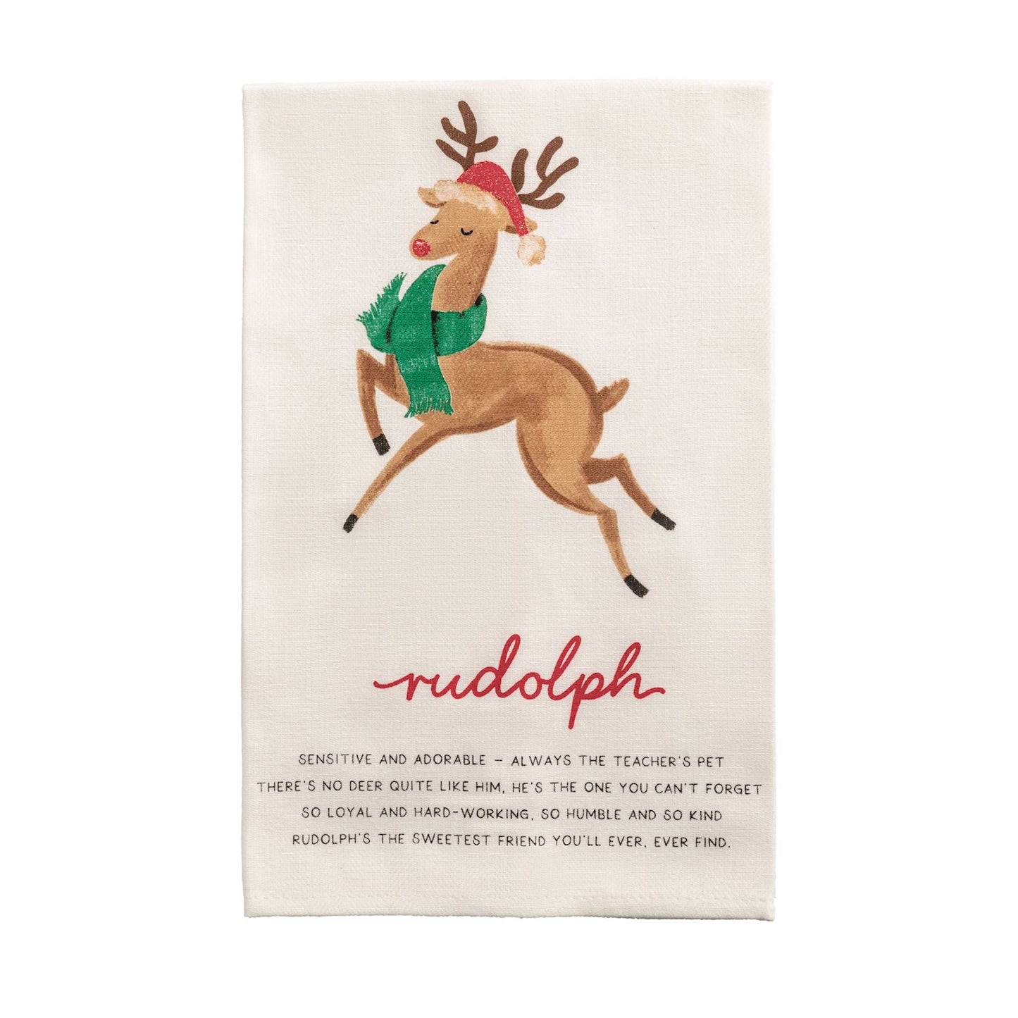 Mud Pie Reindeer Poem Tea Towel