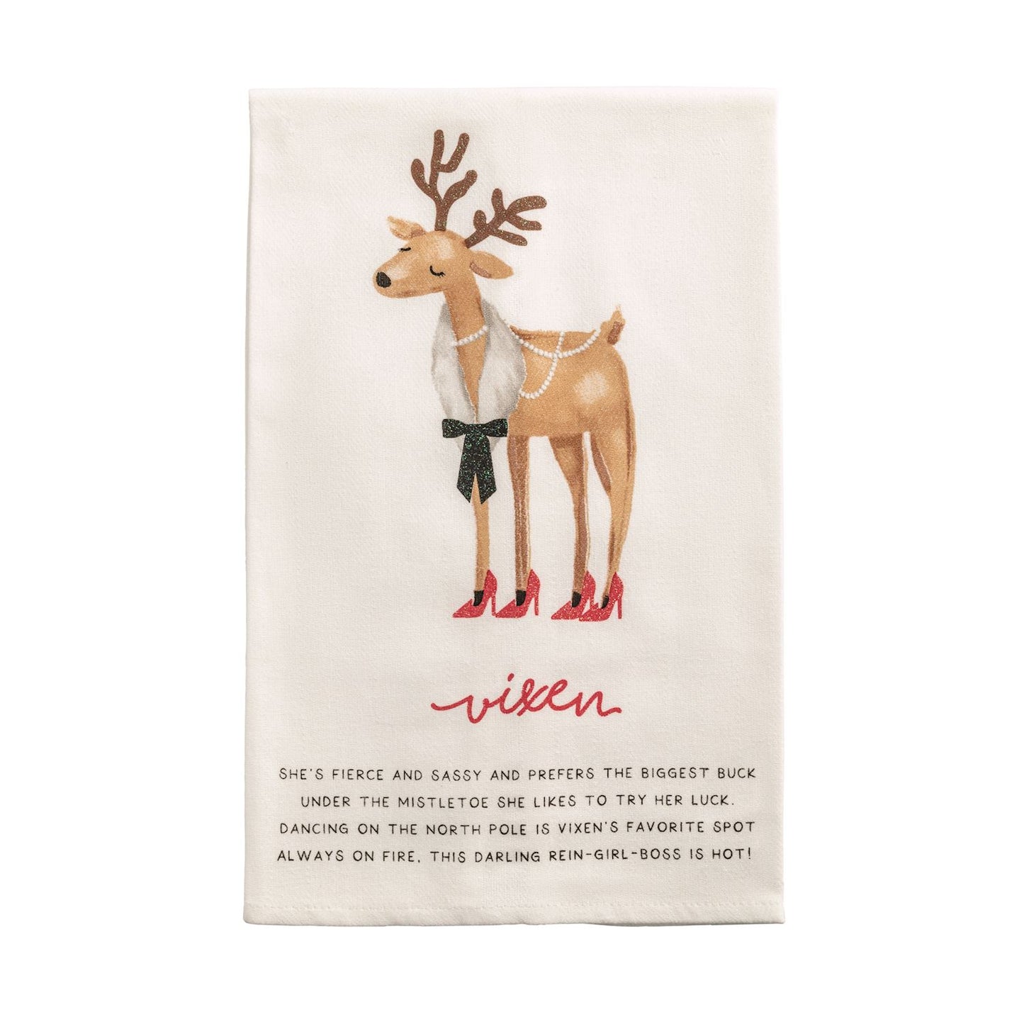 Mud Pie Reindeer Poem Tea Towel