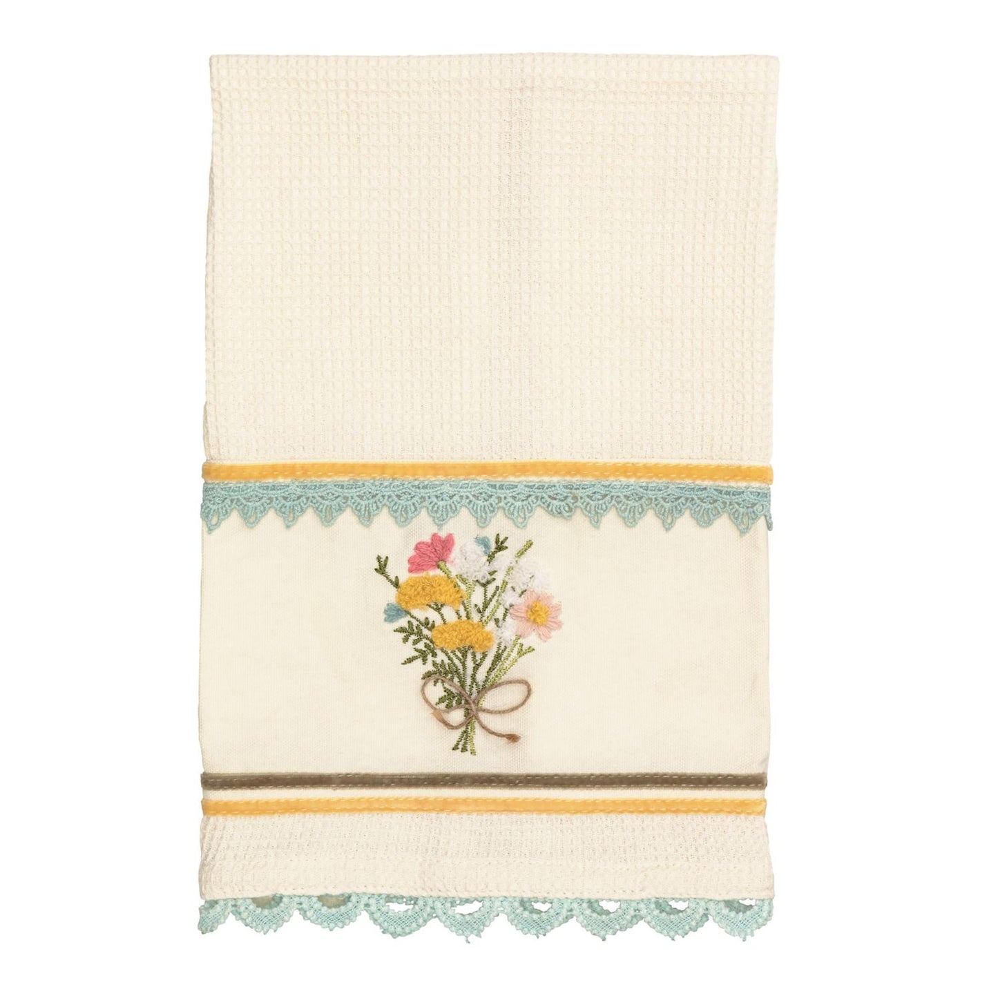 Mud Pie Floral Embroidered Waffle Towels