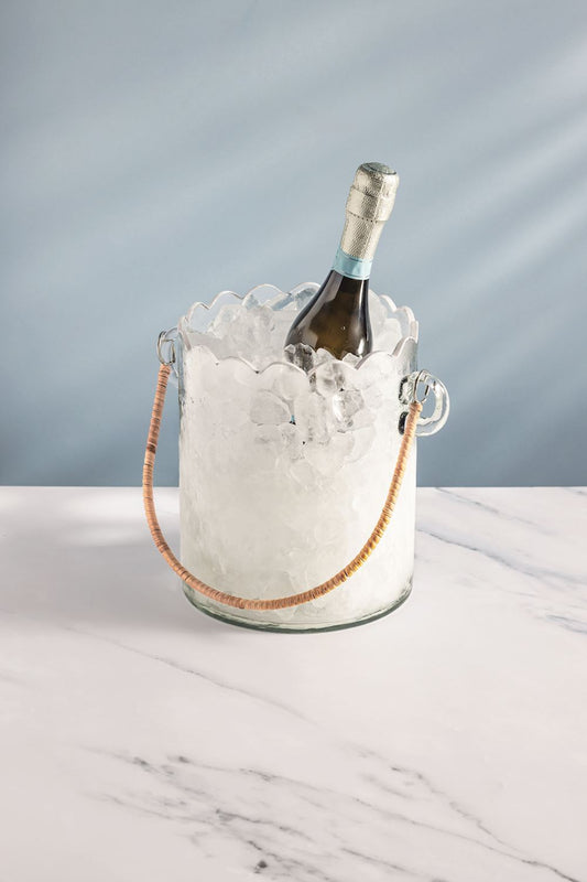 Mud Pie Scalloped Glass Ice Bucket