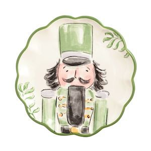 Mud Pie Nutcracker Dessert Plate- Green