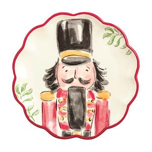 Mud Pie Nutcracker Dessert Plate- Red
