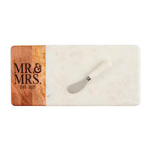 Mud Pie Mr & Mrs Est 2025 Marble Board Set