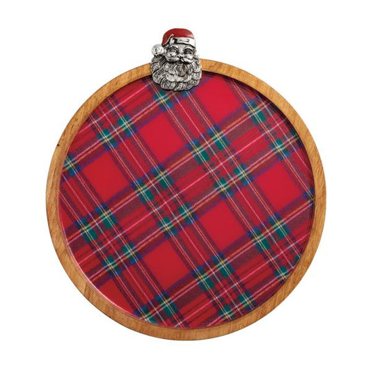 Mud Pie Metal Santa Tartan Board
