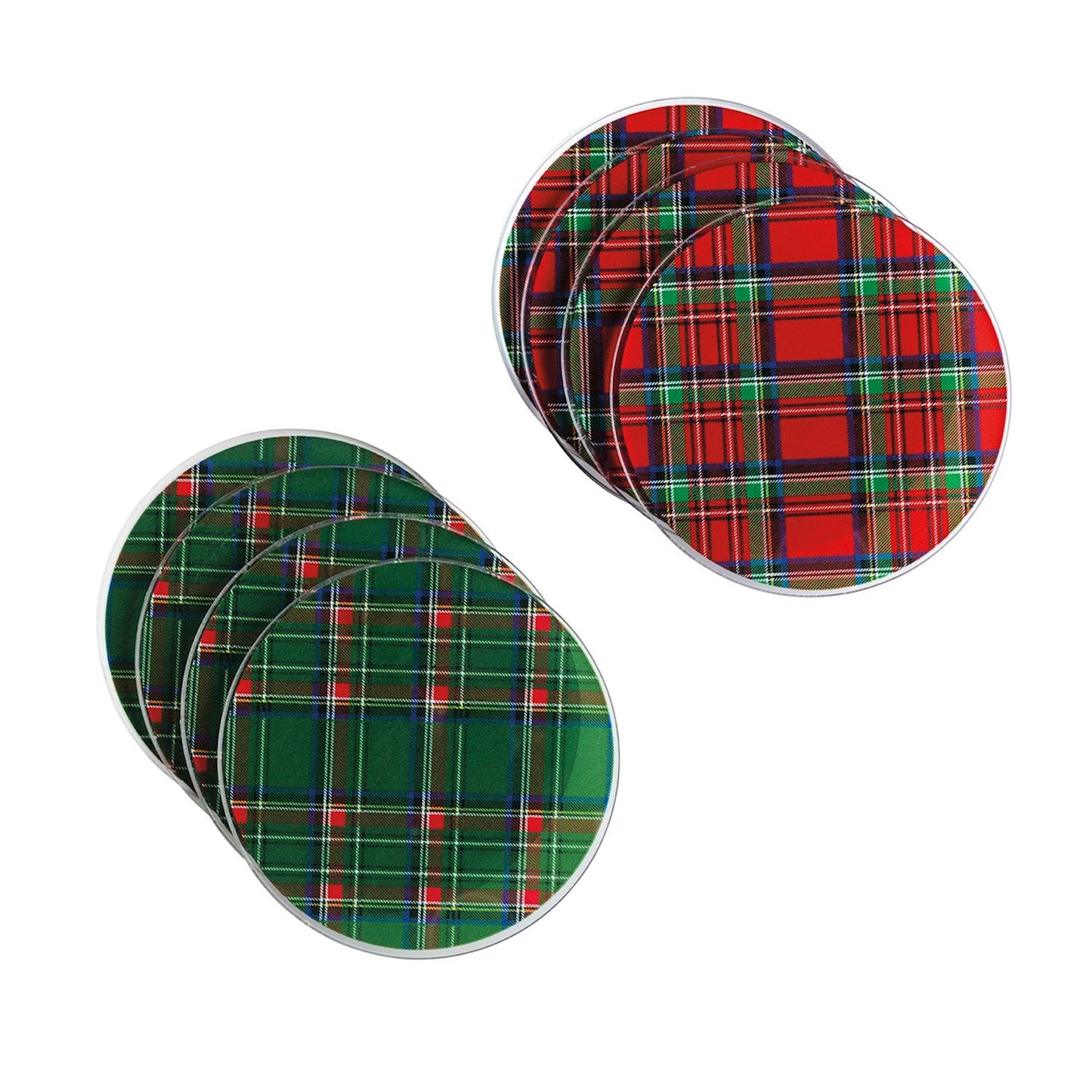 Mud Pie Acrylic Tartan Coaster Set of 4