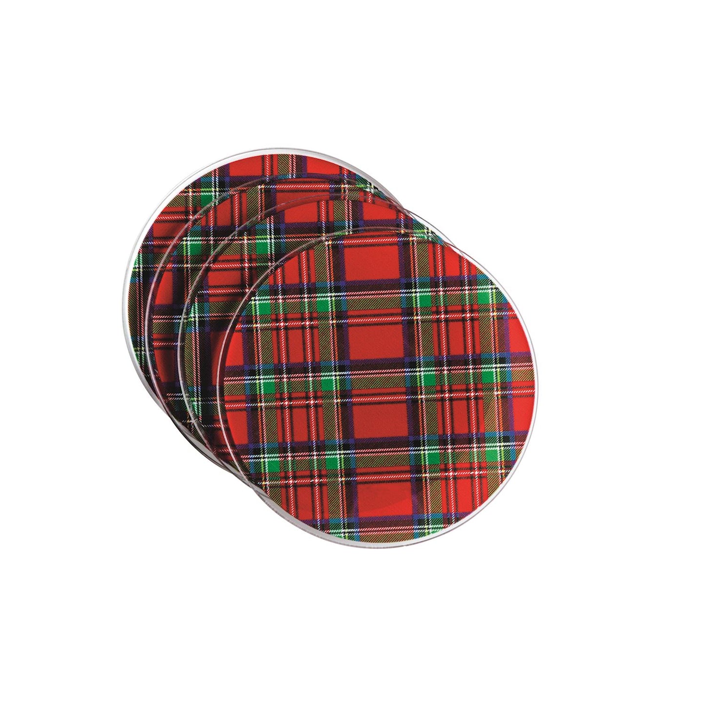 Mud Pie Acrylic Tartan Coaster Set of 4