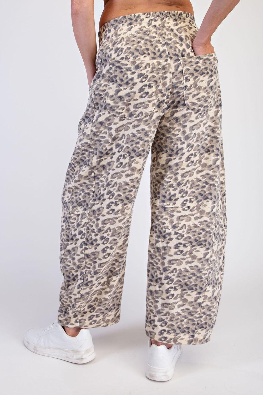 French Terry Animal Print Barrel Pants