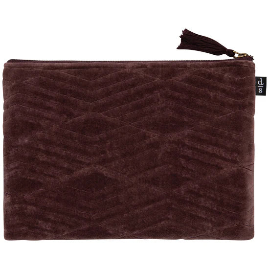 Quilted Velvet Flat Pouch
