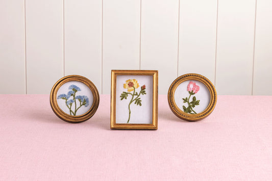 Mud Pie Framed Floral Embroidery Decor