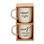 Mud Pie Mr. Right And Mrs. Always Right Coffee Mug Set