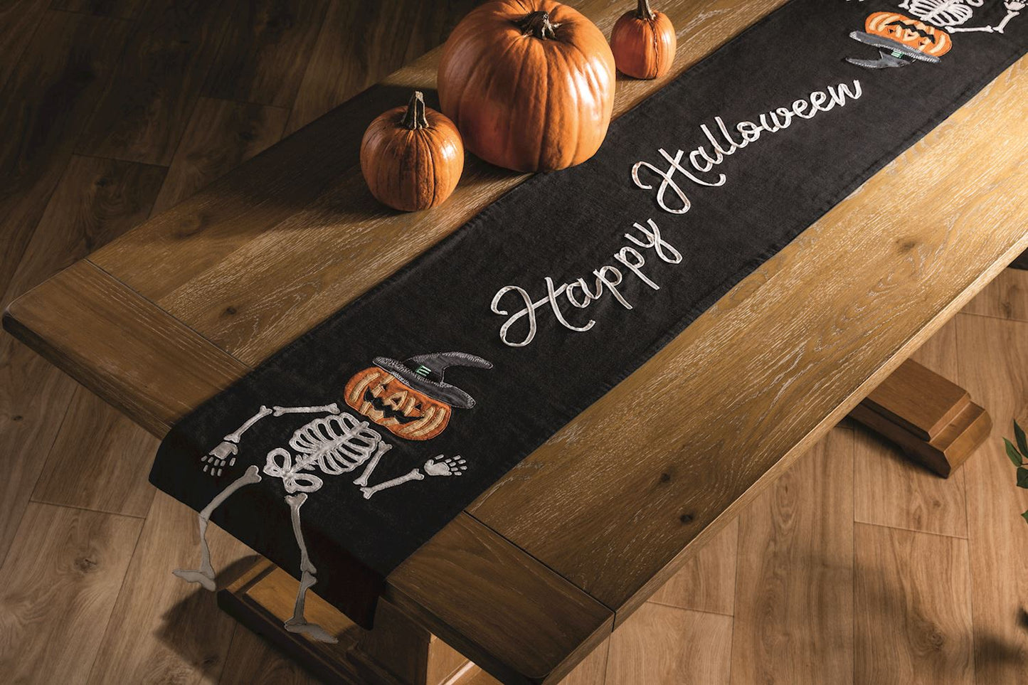 Mud Pie Halloween Black Table Runner
