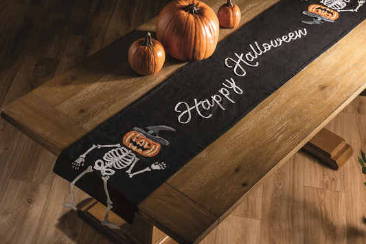 Mud Pie Halloween Black Table Runner