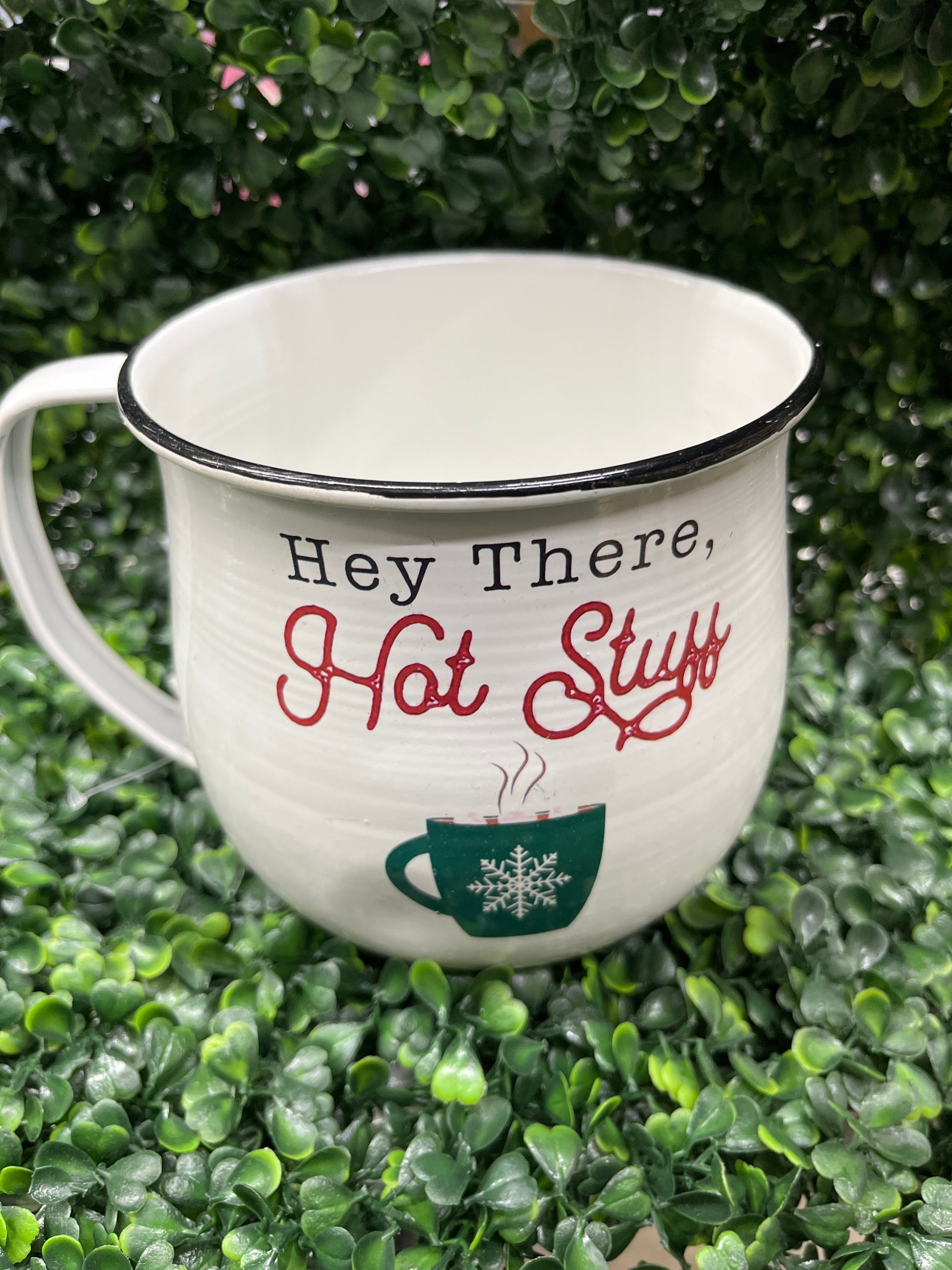 Large Metal Enamel Cocoa Mug