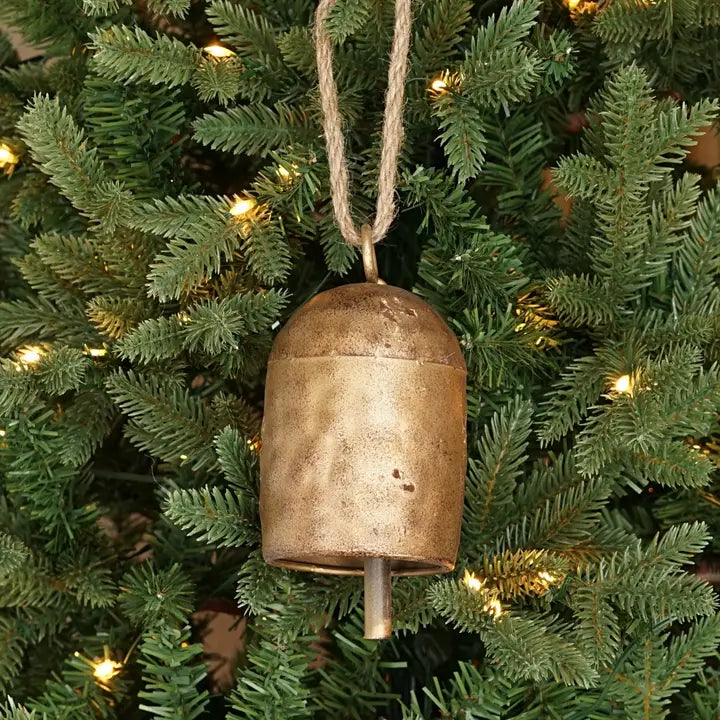 Vintage Gold Oval Shape Cow Bell W. Loop