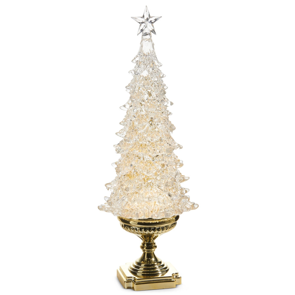 20" Lighted Tree with Swirling Gold Glitter