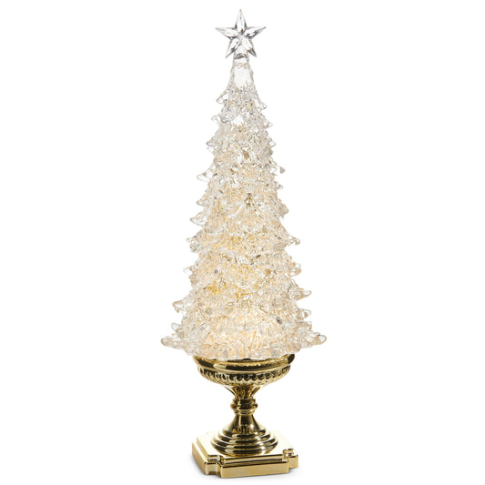 20" Lighted Tree with Swirling Gold Glitter