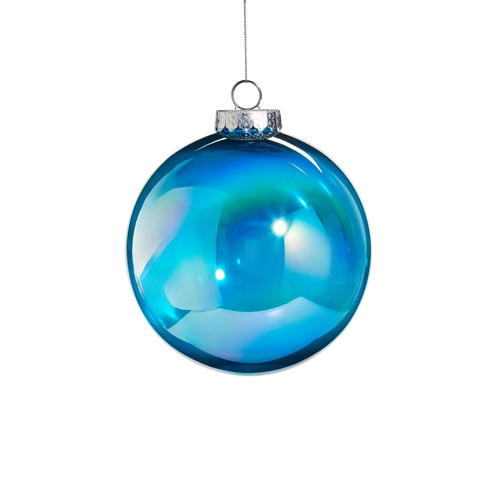 6" Bright Blue Seamless Iridescent Ball Ornament
