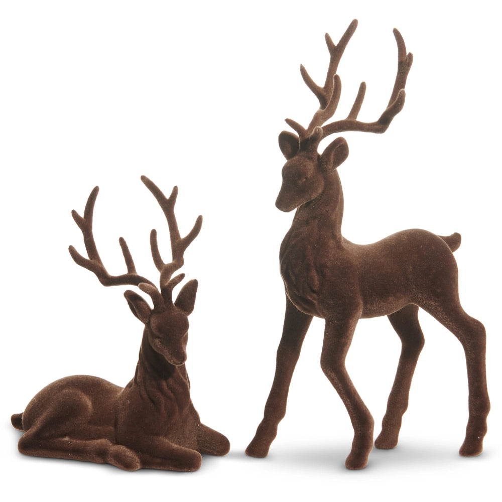 15" Brown Flocked Deer