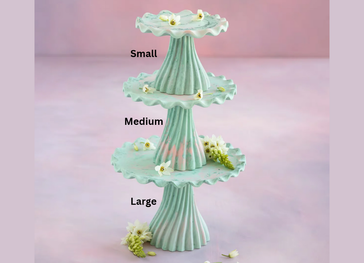 Glitterville Velour Mint Ruffle Cake Plate