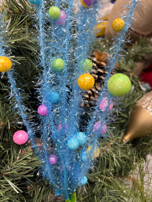 Blue Tinsel and Ball Pick