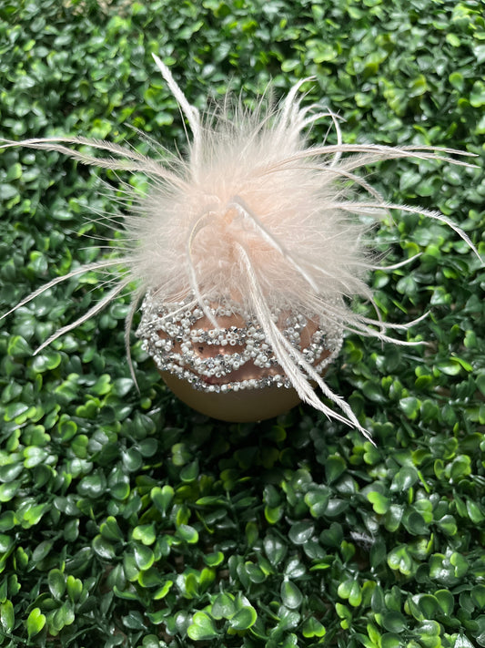 Glass Ball Feather Top Ornament