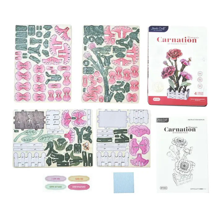 Diy Wooden Puzzle Kit -Flower Bloom Set