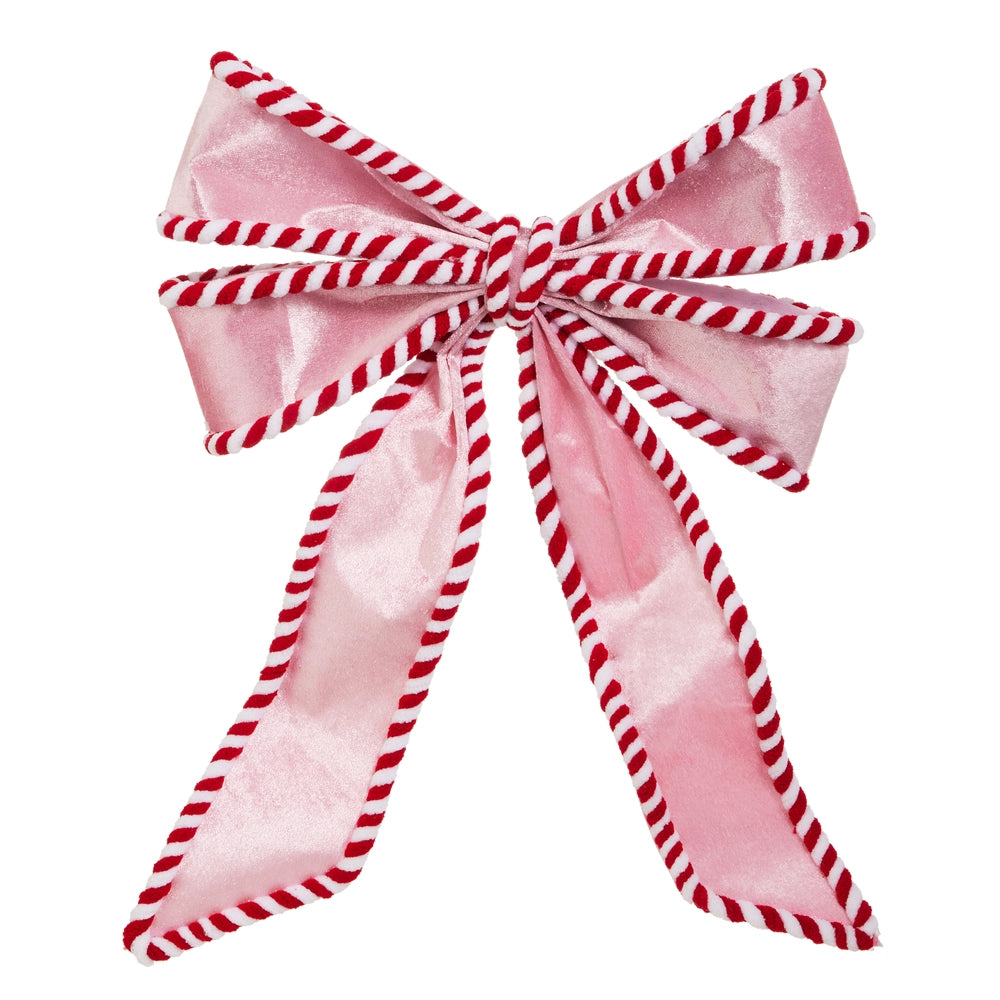 17" Pink and Peppermint Bow Ornament