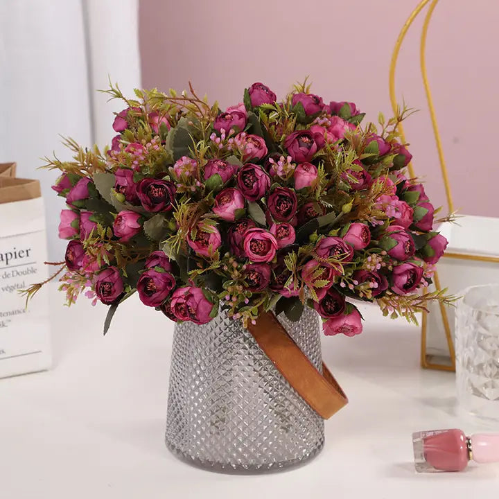 Purple Mini Rosebud Faux Floral Bouquet