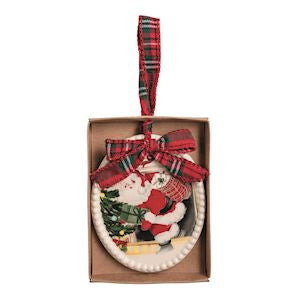 Mud Pie Santa Fireplace Scene Ornament