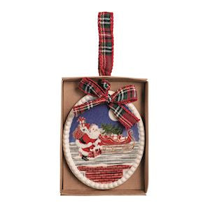 Mud Pie Santa Rooftop Scene Ornament