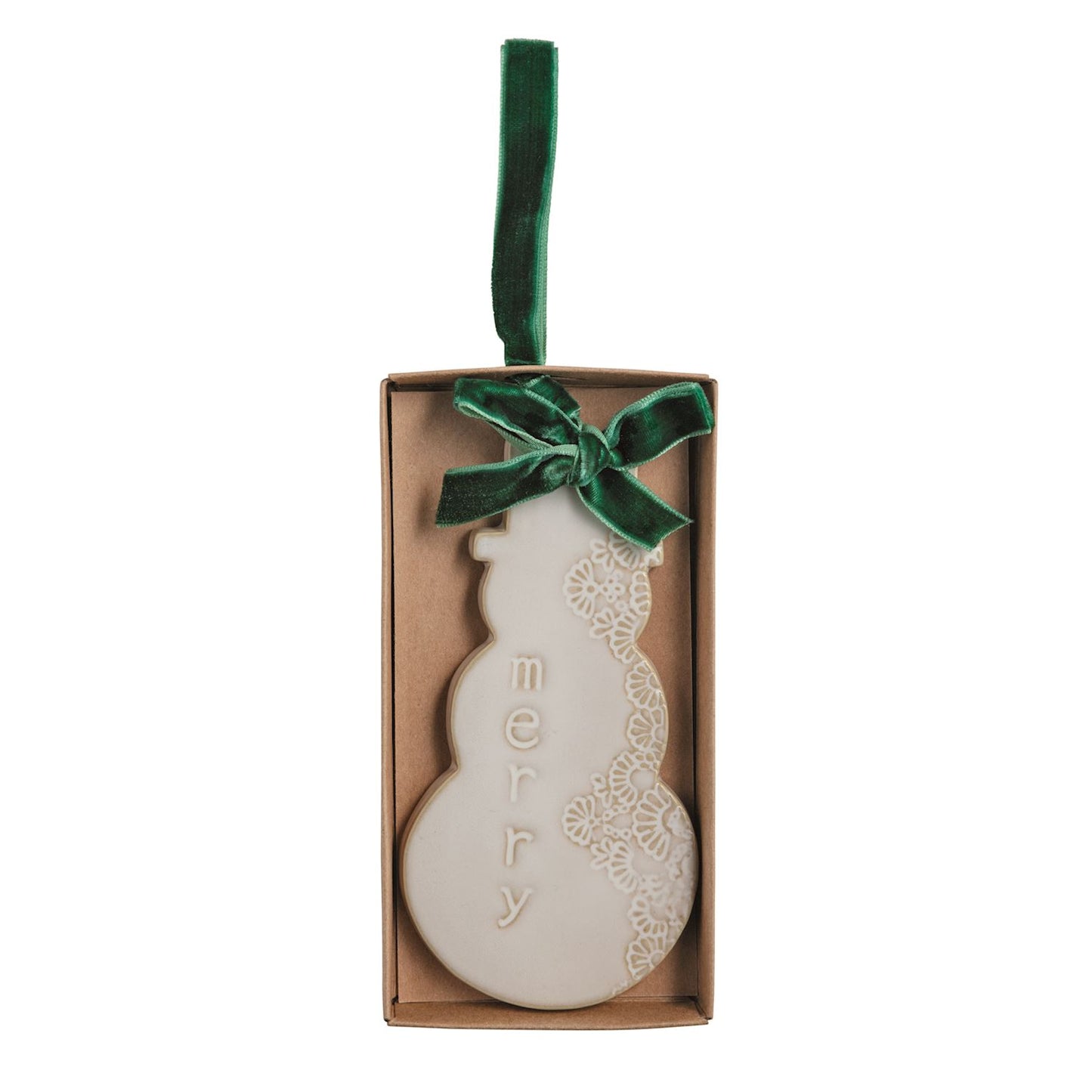 Mud Pie White Christmas Figural Ceramic Ornament
