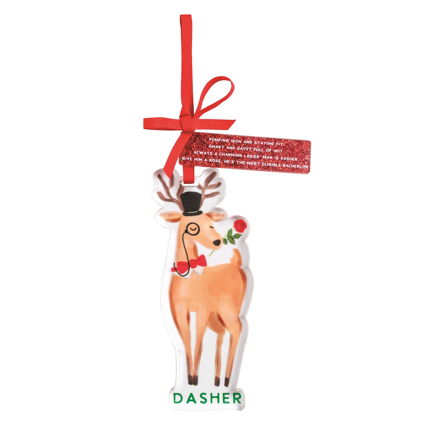 Mud Pie Acrylic Santa's Reindeer Ornaments